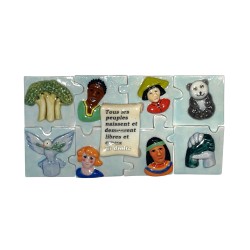 Série complète de 9 fèves Les droits de l'Homme - Puzzle 2001