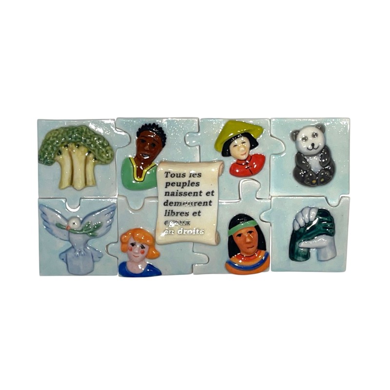 Série complète de 9 fèves Les droits de l'Homme - Puzzle 2001