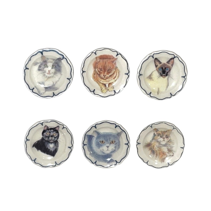 Série complète de 6 fèves Assiettines Bustes de chats 2001