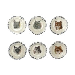Série complète de 6 fèves Assiettines Têtes de chats 2001