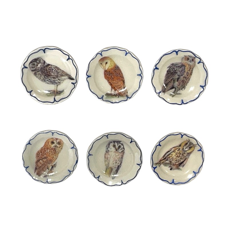 Série complète de 6 fèves Assiettines Chouettes 2001