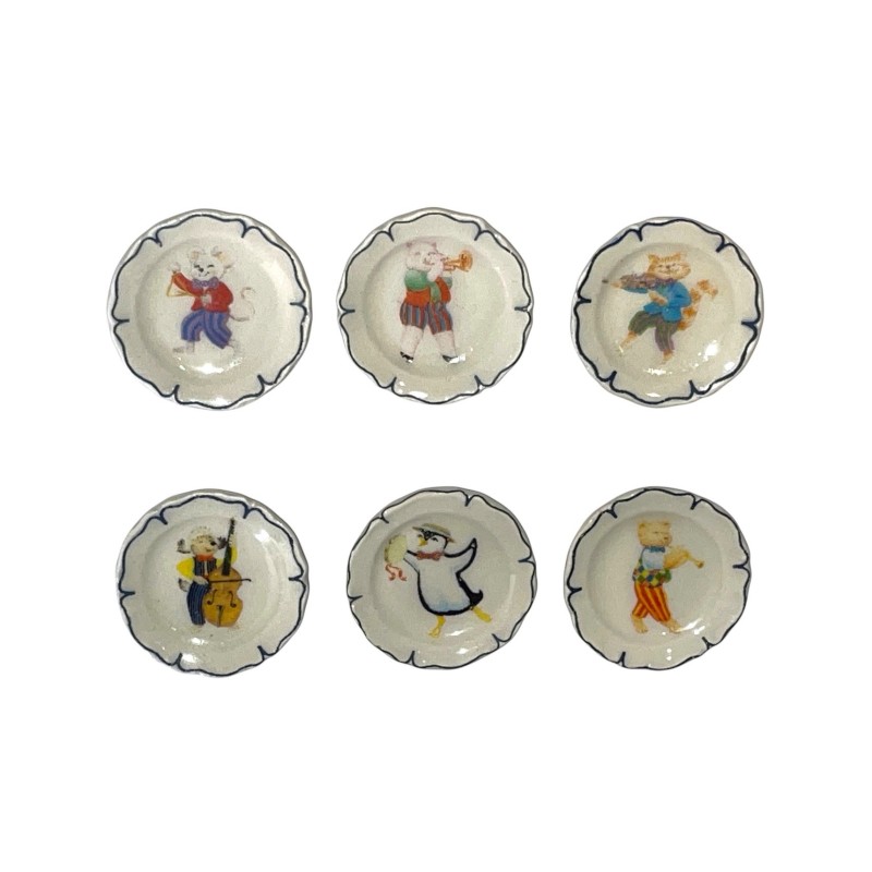 Série complète de 6 fèves Assiettines Animaux musiciens 2001