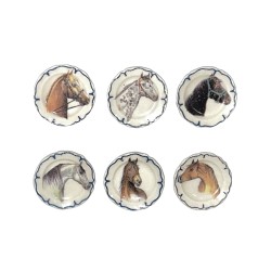 Série complète de 6 fèves Assiettines Chevaux de race 2001