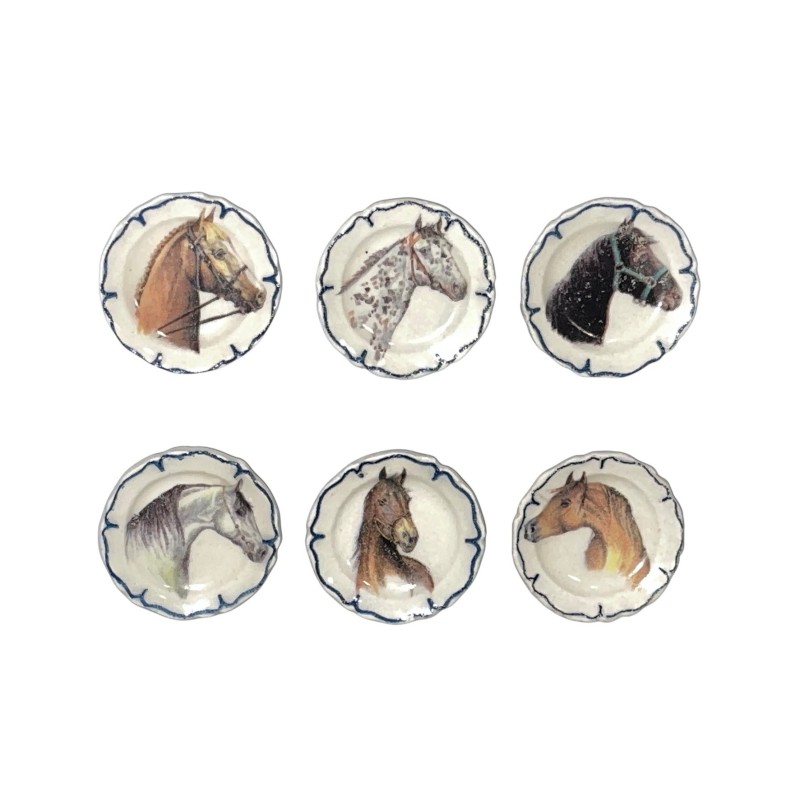 Série complète de 6 fèves Assiettines Chevaux de race 2001