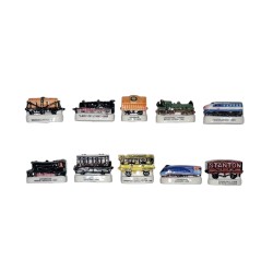 Série complète de 10 fèves Trains et wagons 2001