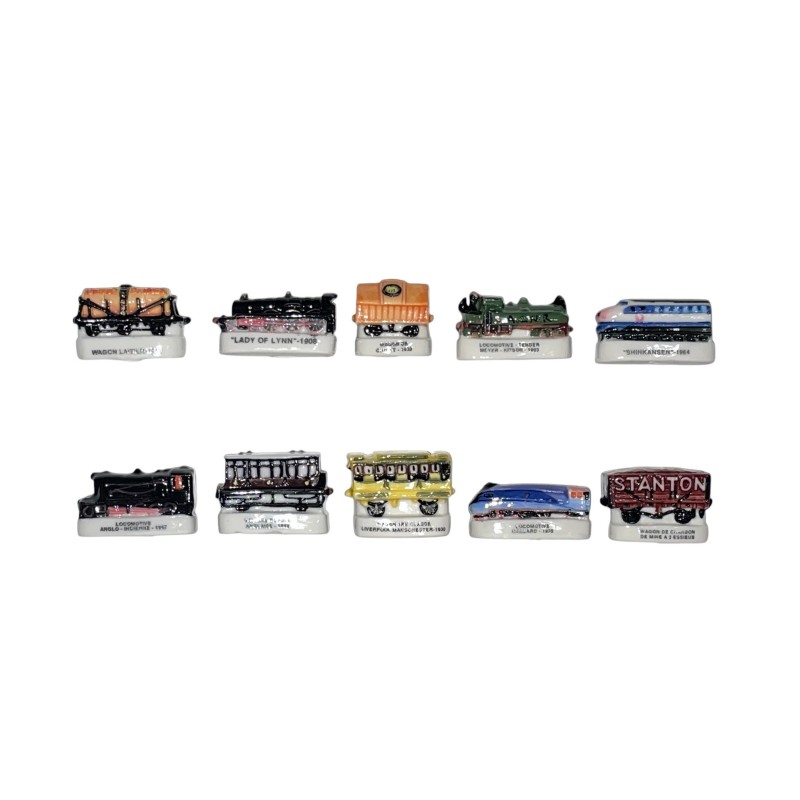 Série complète de 10 fèves Trains et wagons 2001
