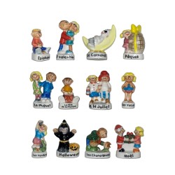 Série complète de 12 fèves Calendrier des bambins 2002