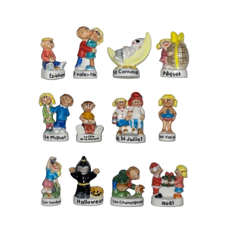 Série complète de 12 fèves Calendrier des bambins 2002