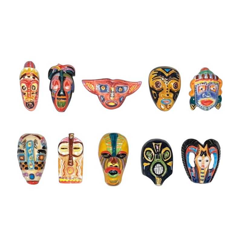 Série complète de 10 fèves Masques du monde 2002