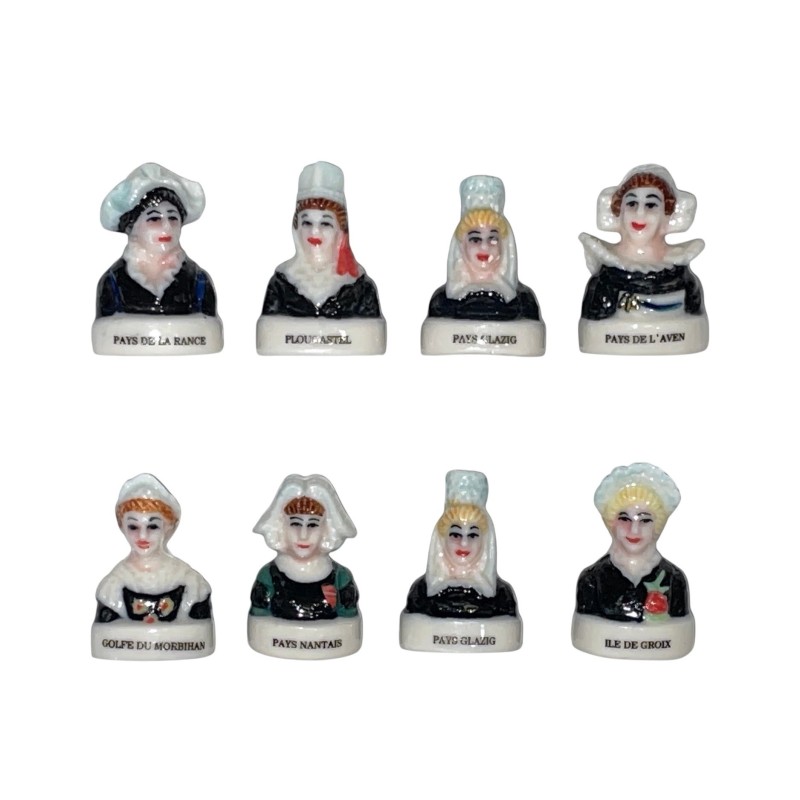Série complète de 8 fèves Coiffes de Bretagne III 2002