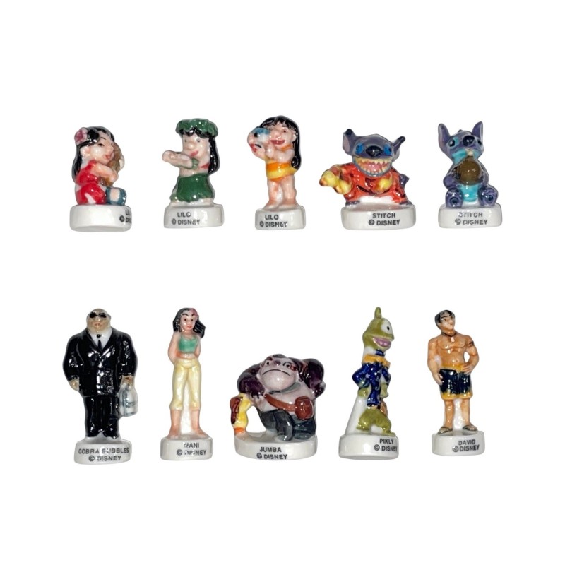 Série complète de 10 fèves Lilo et Stitch 2003
