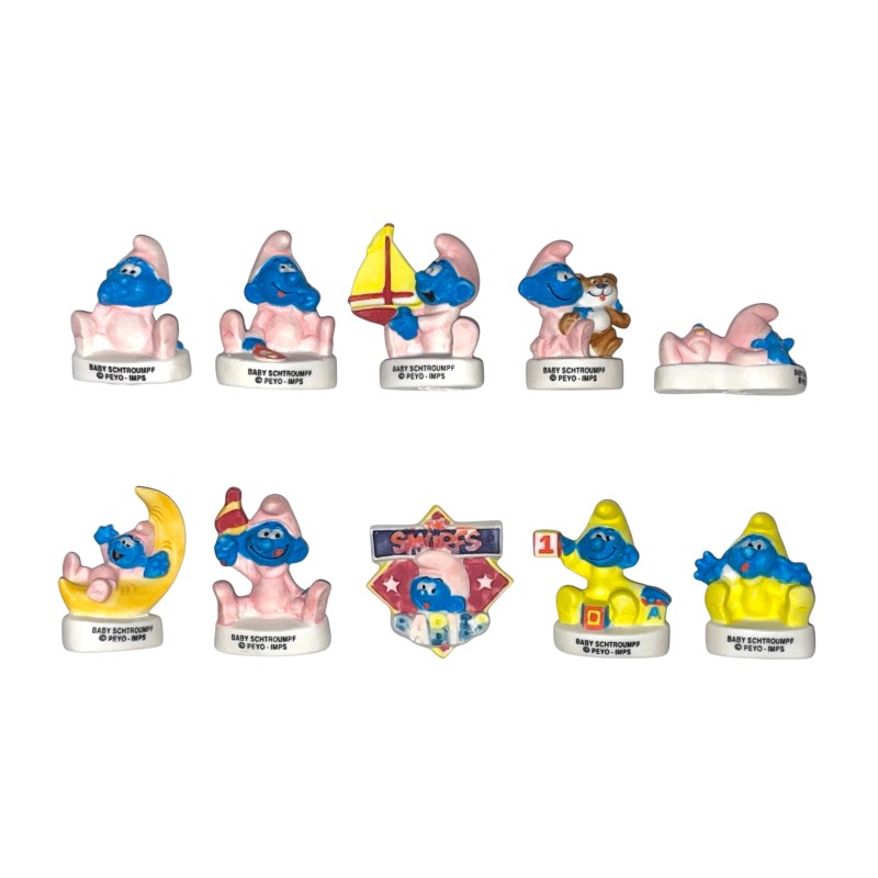 Série complète de 10 fèves Schtroumpfs Babies 2003