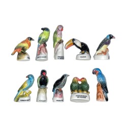 Série complète de 10 fèves Les oiseaux tropicaux 2003
