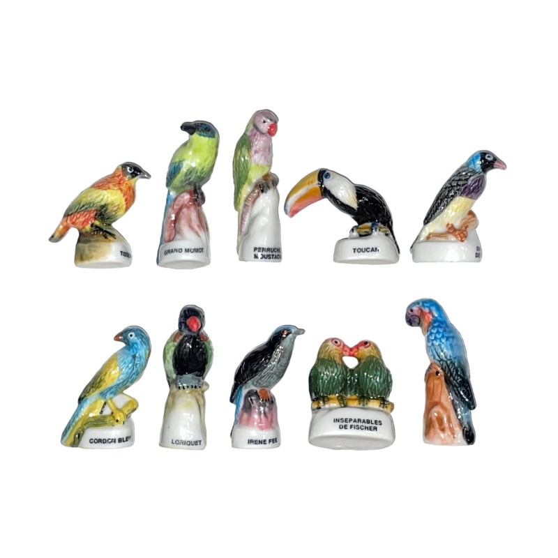 Série complète de 10 fèves Les oiseaux tropicaux 2003