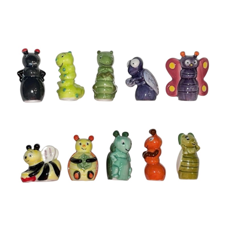 Série complète de 10 fèves Les crayo's insecte 2003