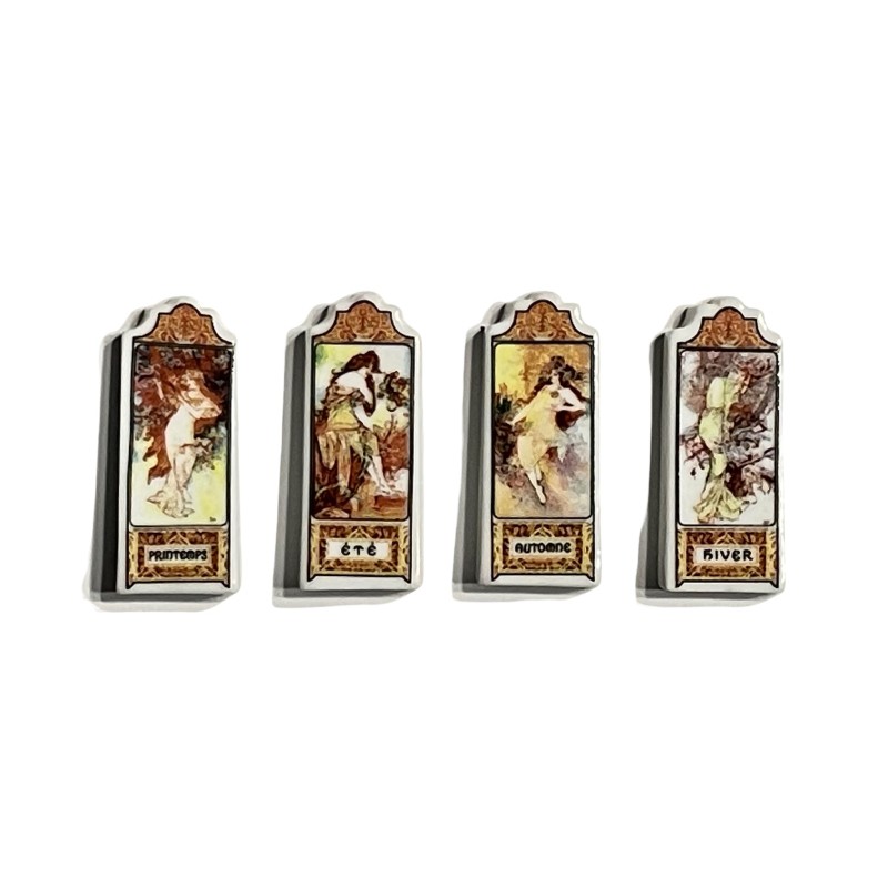 Série complète de 4 fèves Les 4 saisons de Mucha III 2003