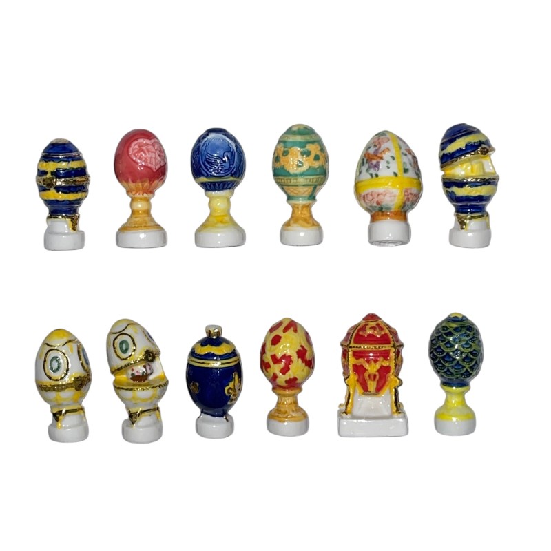 Série complète de 12 fèves Les oeufs de luxe 2004