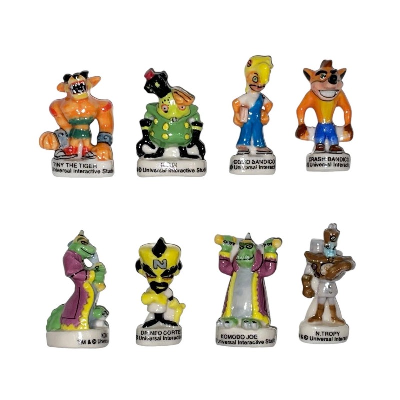Série complète de 8 fèves Crash Bandicoot 2004