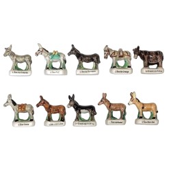 Série complète de 10 fèves Nos amis les ânes Pré-série 2005