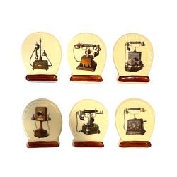 Série complète de 6 fèves Les téléphones d'antan 2005