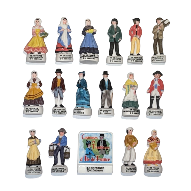 Série complète de 17 fèves Costumes d'Ile-de-France 2005