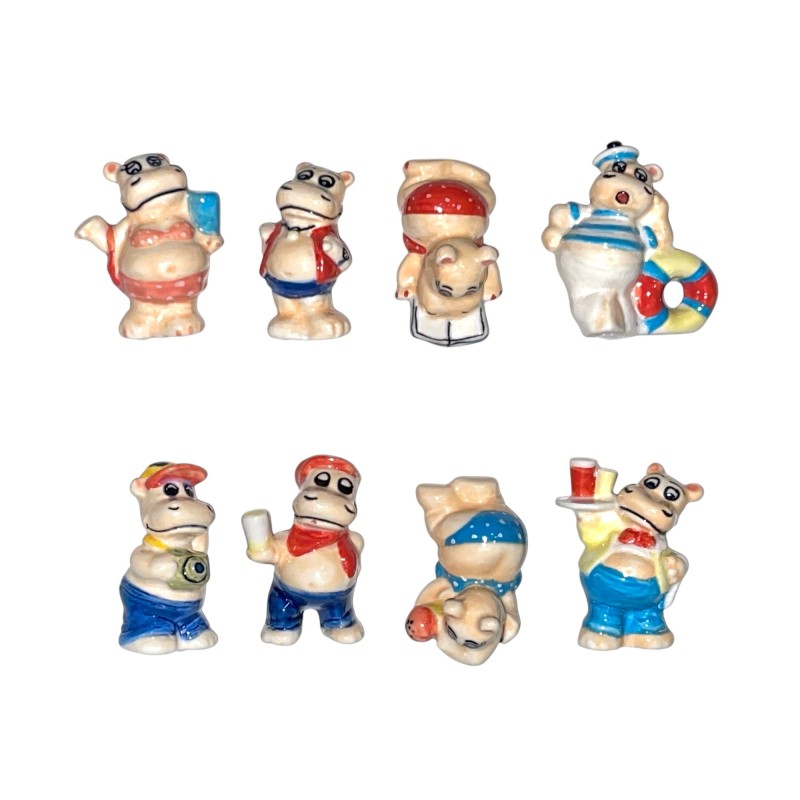Série complète de 8 fèves Les hippo à la plage 2006