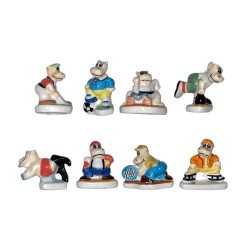 Série complète de 8 fèves Les hippo sportifs 2006