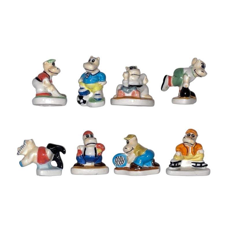 Série complète de 8 fèves Les hippo sportifs 2006