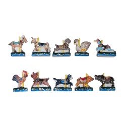 Série complète de 10 fèves Les animaux de manège Or 2006