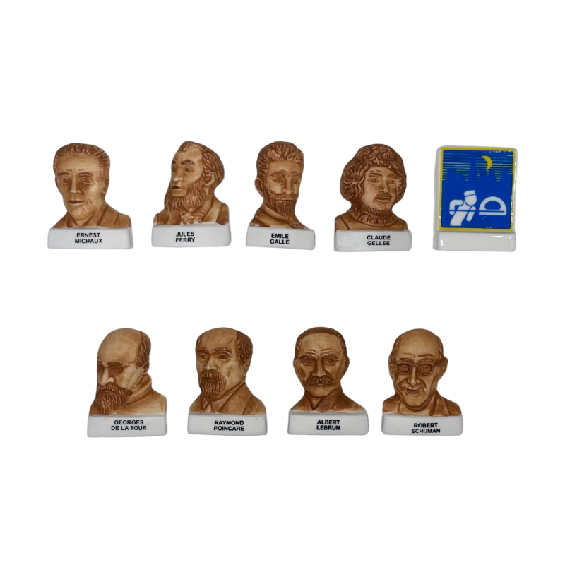 Série complète de 9 fèves Personnalités de Lorraine 2006