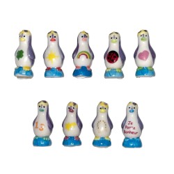 Série complète de 9 fèves Pingouins porte-bonheur 2007