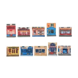 Série complète de 10 fèves Devantures de magasins 2007