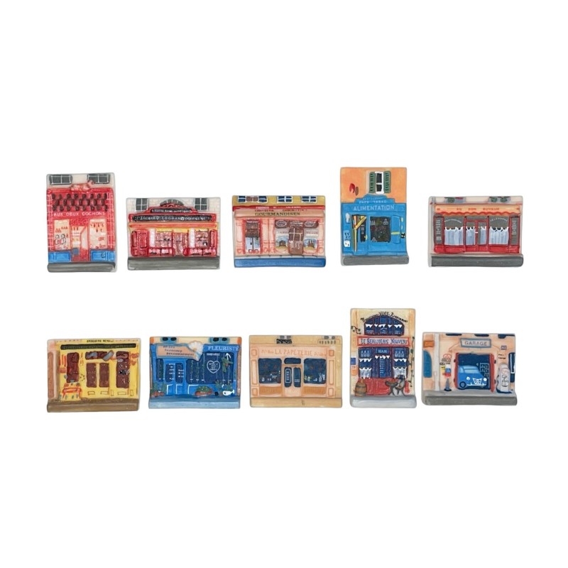 Série complète de 10 fèves Devantures de magasins 2007