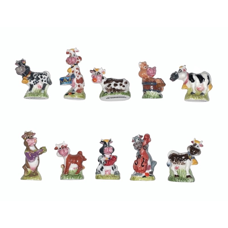 Série complète de 10 fèves Sacrées vaches 2007