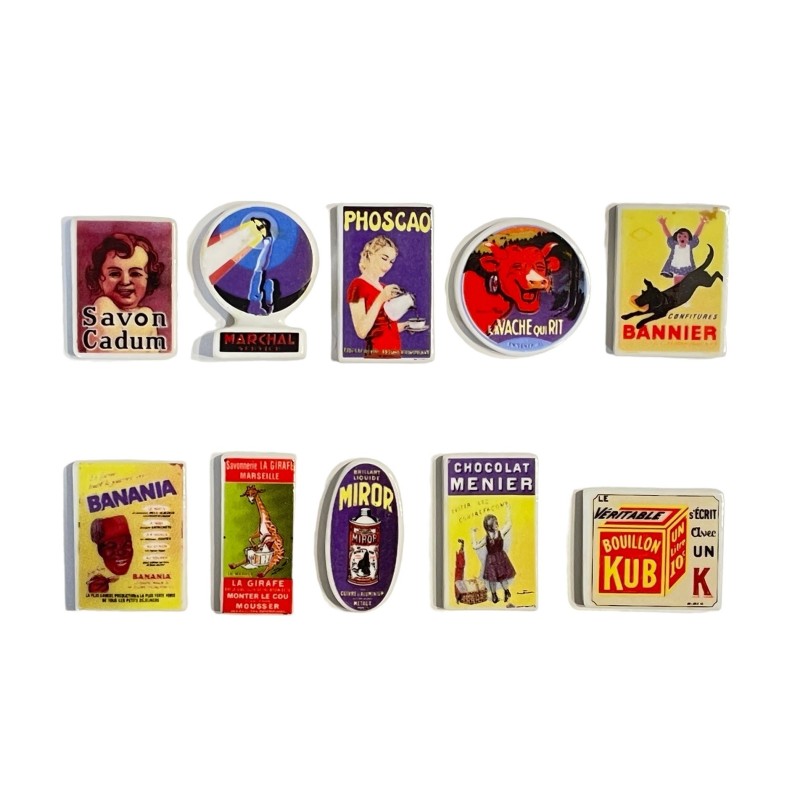 Série complète de 10 fèves Pubs émaillées 2004