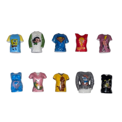 Série complète de 10 fèves T-shirts licences 2008