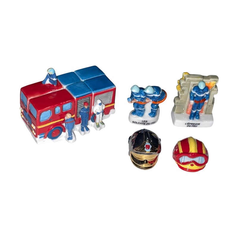 Série complète de 10 fèves Au feu les pompiers 2008