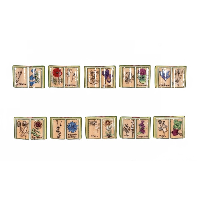 Série complète de 10 fèves Herbiers d'antan 2007