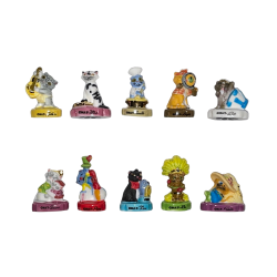 Série complète de 10 fèves Les chats mots 2009