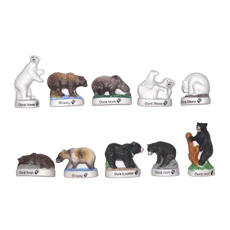 Série complète de 10 fèves Les ours 2010
