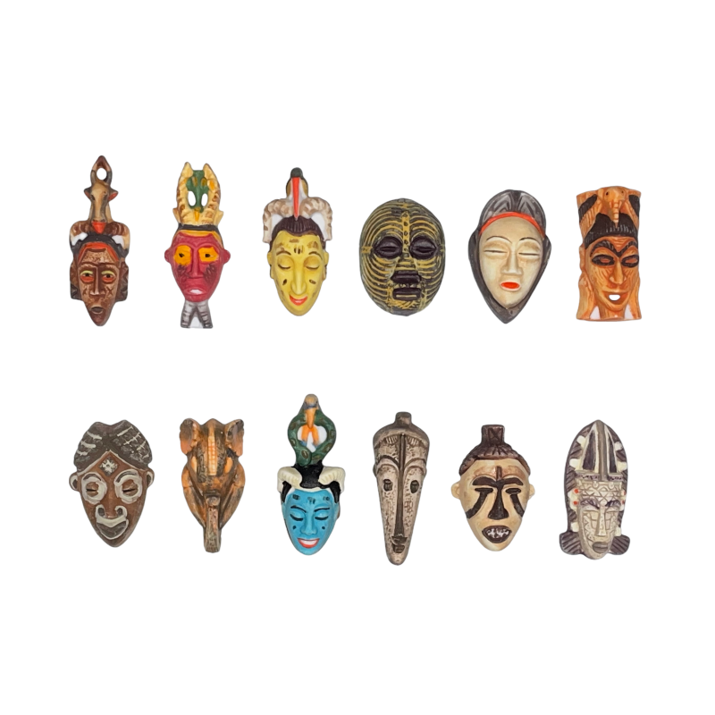 Série complète de 12 fèves African tribal mask 2009