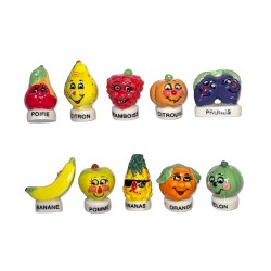 Série complète de 10 fèves Rigolos les fruités 2010