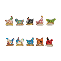 Série complète de 10 fèves Poules aux oeufs d'or 2012