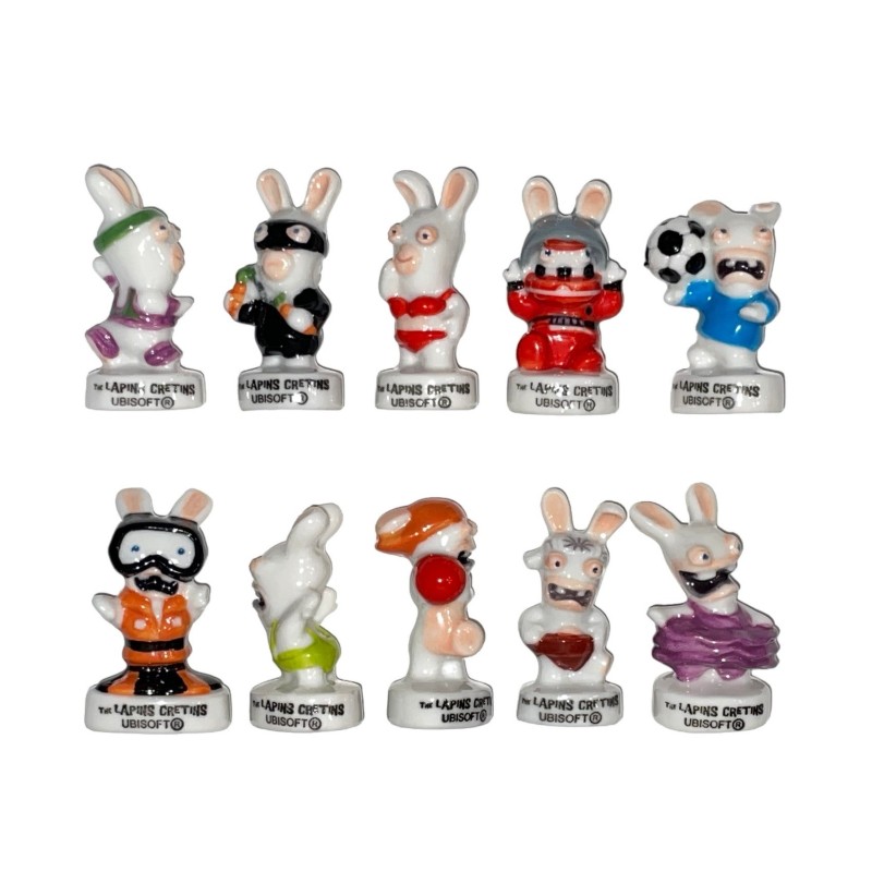 Série complète de 10 fèves Lapins crétins font du sport 2012
