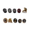 Série complète de 10 fèves Képis et casques de pompiers 2012