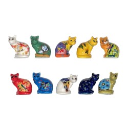 Série complète de 10 fèves Chats émaux 2012