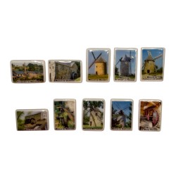 Série complète de 10 fèves Cobopam - Les moulins de la Manche 2013