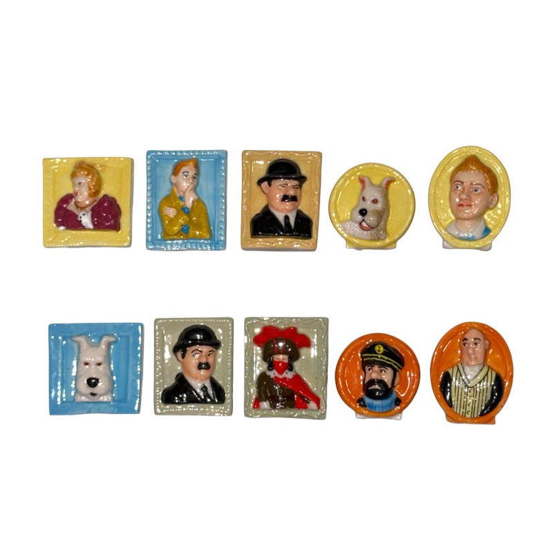 Série complète de 10 fèves Tintin galerie de portraits 2014