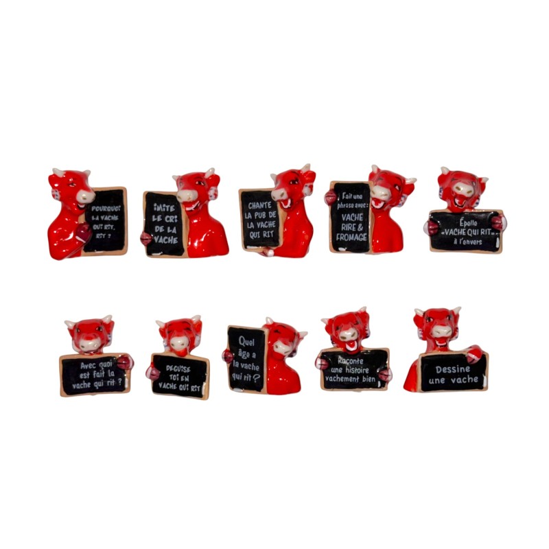 Série complète de 10 fèves Les gages de la vache qui rit 2014