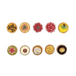 Série complète de 10 fèves Les tartelettes 2015